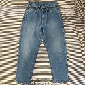 Paper bag waist mom jeans